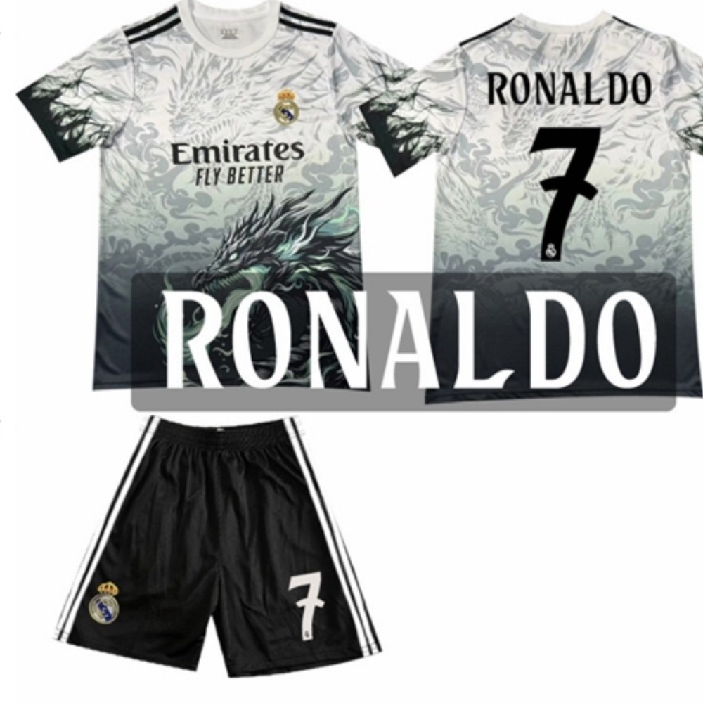Ronaldo Madrid #7 Special Limited Dragon Edition Soccer Kids Jersey Shorts Set